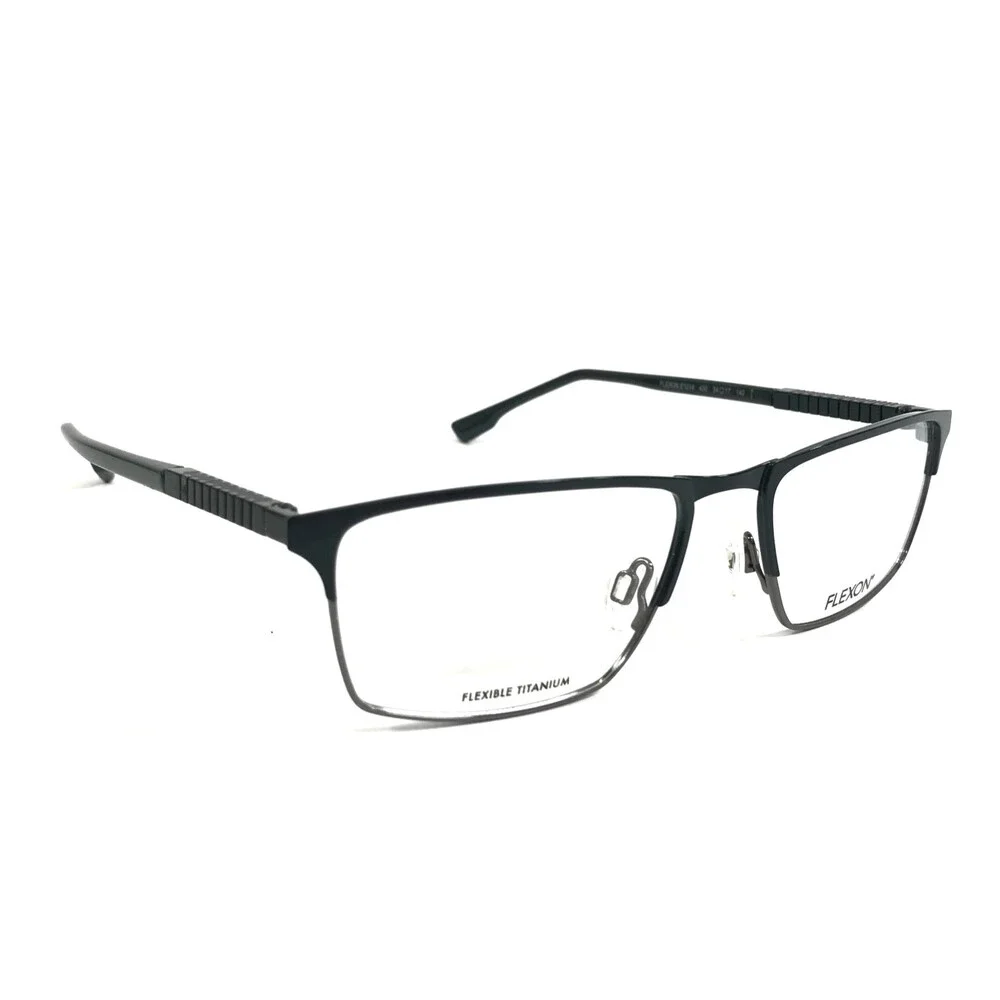 Flexon Eyeglasses Frames E1014 430 Blue Gray Rectangle Full Rim 54-17-140